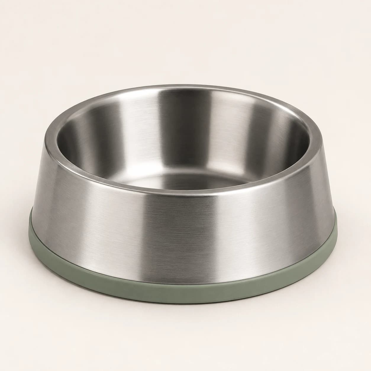 Stainless steel feeding bowl with a sage base
